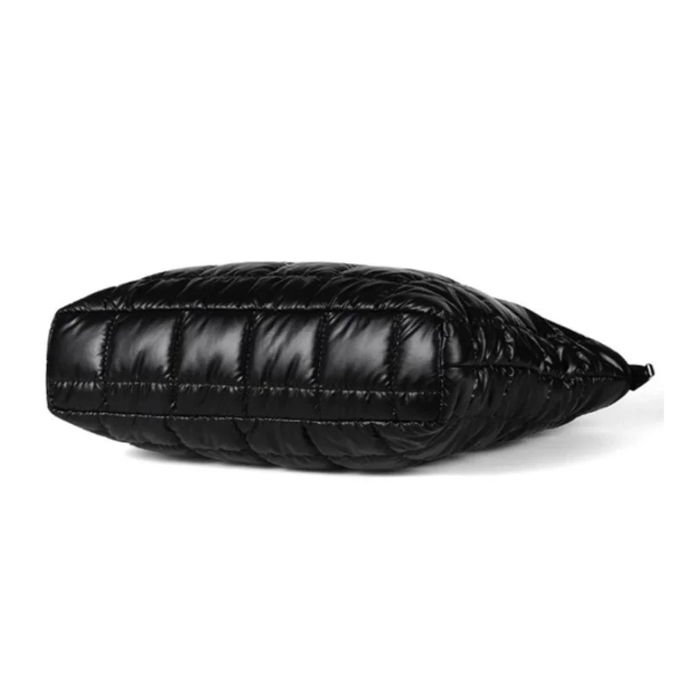 Black Nylon Puffer Quilt Tote Bag - Picture 4 of 6
